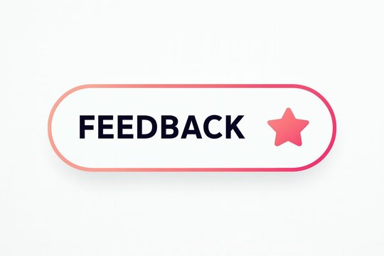 A stylish feedback button with a red outline and a star icon