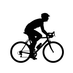 Obraz premium Black Silhouette of a Cyclist Riding a Road Bike Isolated on White Background