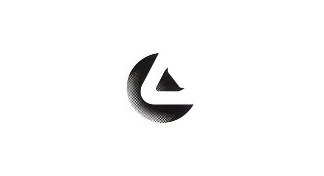 black and white logo design with crescent shape and triangle