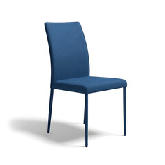 Fototapeta premium Modern blue dining chair with metal legs isolated on white background