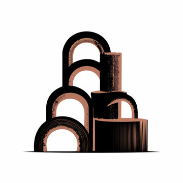Stack of brown wooden padlocks.