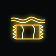 Obraz premium Minimalist icon of a magic carpet flying over a black background, neon style