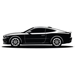 Obraz premium A sleek modern sedan is prominently displayed in a striking black silhouette