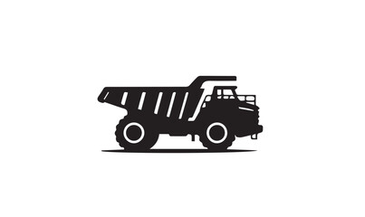 Heavy Mining Dump Truck Silhouette - Industrial Haul Truck Vector Illustration for Construction and Mining Industry Design © ALI