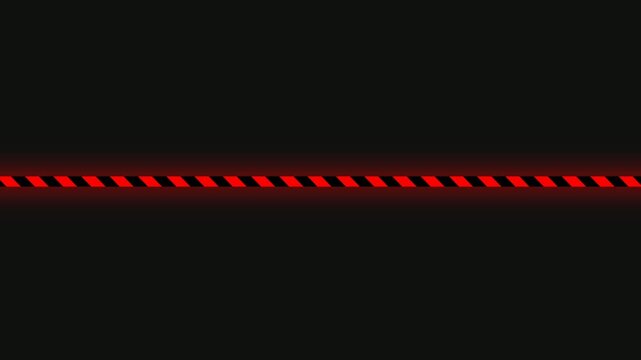 Glowing Red and Black Caution Tape Line on Dark Minimalist Background