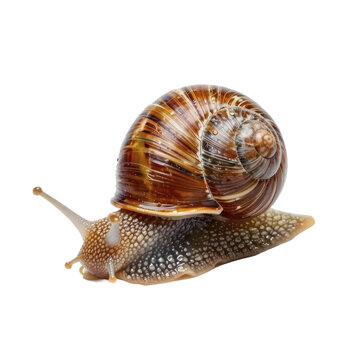 Close up of a terrestrial pulmonate gastropod mollusk also known as a snail