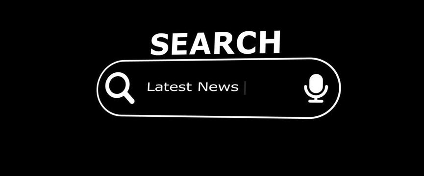 Search bar latest news animation with magnifying glass digital interface search bar animation.