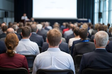Obraz premium Audience attending a presentation in a conference room