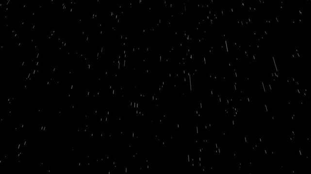 Falling white confetti particles on black screen background, Slow motion drop of rain falls. rainstorm textured pattern natural raindrop plane effect particles abstract light macro texture close 4K