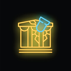 Naklejka premium Neon illustration representing archeology with a trowel restoring a greek temple