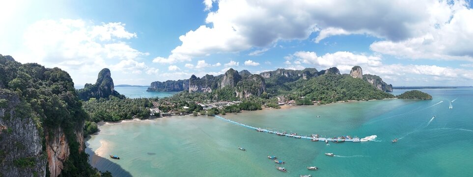 Tropical nature landscape southern Krabi Thailand drone panorama