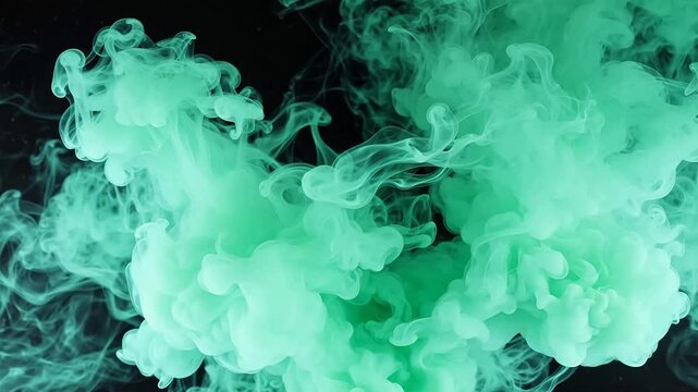 Green smoke patterns on black background