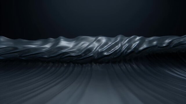 Abstract dark and elegant wave flowing under dim light with reflective texture
