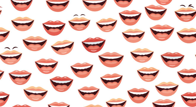 Smiling mouths and lips pattern illustration