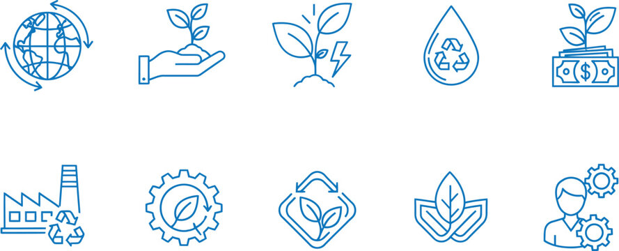 Eco friendly icons collection sustainable symbols for conservation and green initiatives