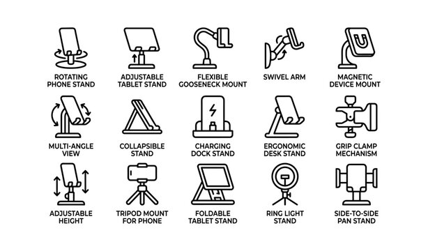 Versatile device mounts collection: phone and tablet holders with adjustable features