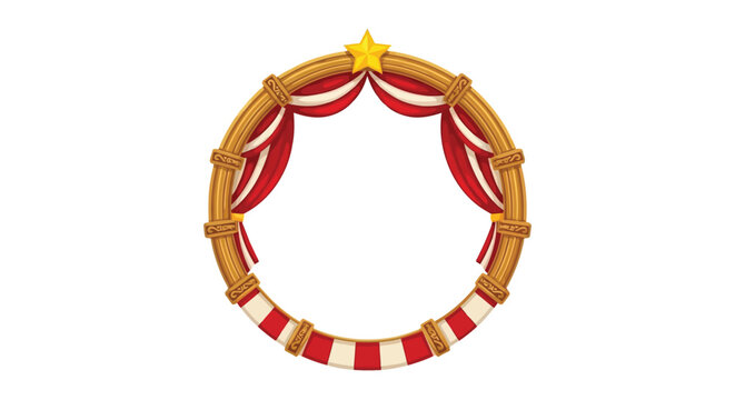 Christmas wreath with red and white ribbons star on top vector graphic