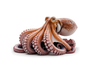 Naklejka premium Fresh Raw Octopus Isolated on transparent Background Showing Tentacles and Texture. sea shell isolated on white background