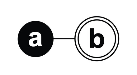 Minimalist graphic of connected circles with letters a and b silhouette © Nazrul
