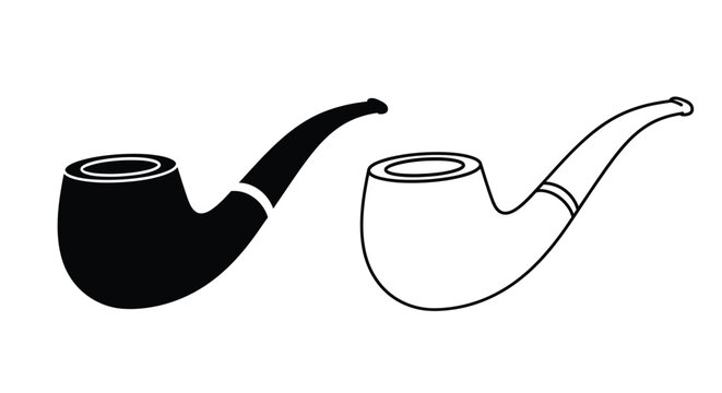 Two smoking pipes one black and one white in a striking silhouette