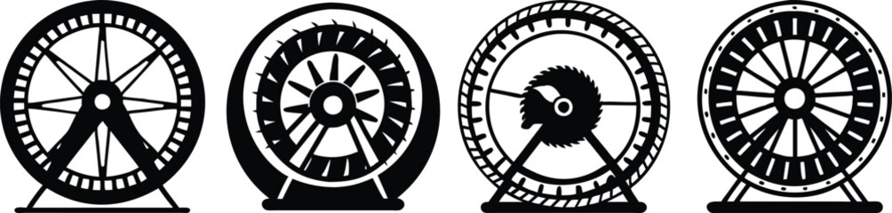Fototapeta premium set of four hamster wheel icons in flat design vector illustration