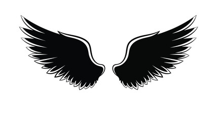 Dramatic black wings spread upwards a striking graphic silhouette © Md