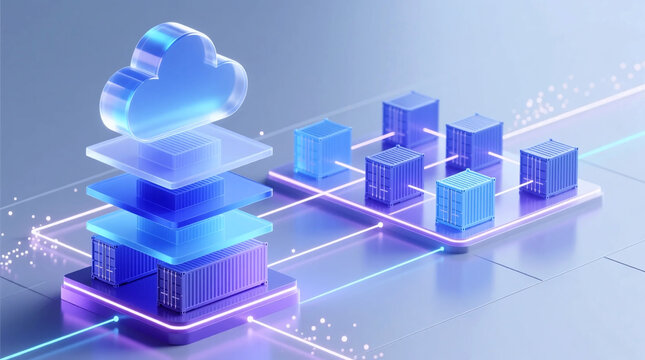 Visualizing modern business cloud diagram of modular microservices architecture illustrating container systems and data flow within distributed digital environment