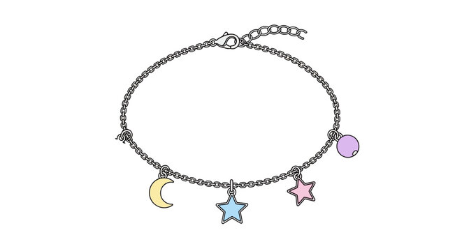 Colorful star moon charm bracelet.