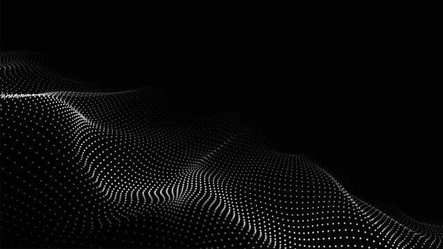 Vector futuristic wave on a blue background. Digital technologies. Big data.
