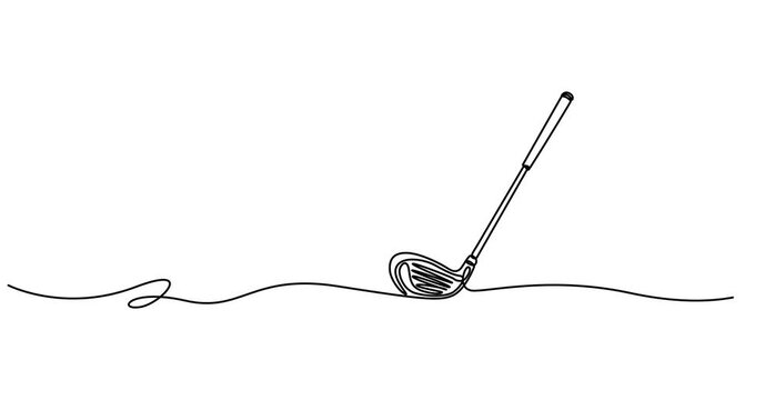 golf club flat continuous one line drawing animation, golf club flat continuous one line drawing video, Self drawing animation of single line draw crossed golf clubs, ball. Golf equipment logo in flat
