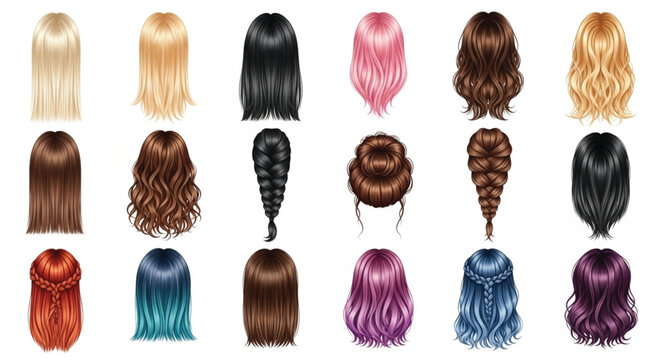 hair style set of different hairstyle