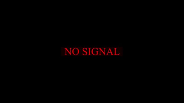 Connectivity no signal red colored icon inside video animation failed in monitors and transparent background. Digital disconnection communication modern technology design on a black background