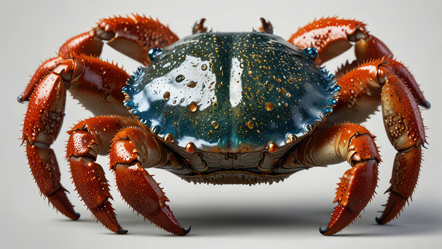 Fresh Crab Isolated on White Background with Detailed Shell and Claws. crab on isolated white background
