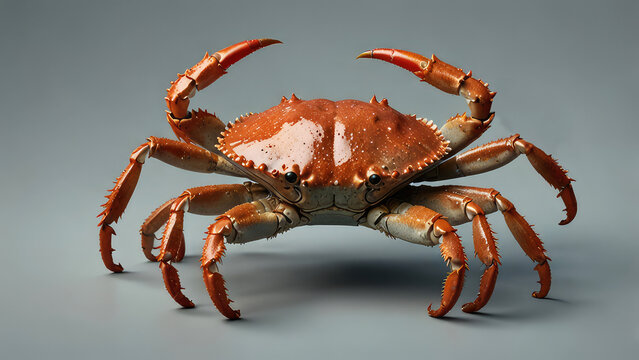 Fresh Crab Isolated on White Background with Detailed Shell and Legs