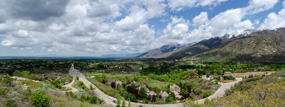 Wide Panorama of Provo Canyon and Orem Utah Vista