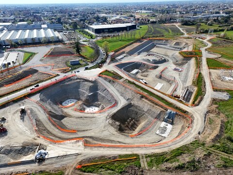 Vista aerea del cantiere della Pedemontana Lombarda in costruzione