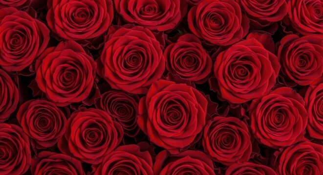 Vibrant red roses a dense pattern for floral backgrounds and designs