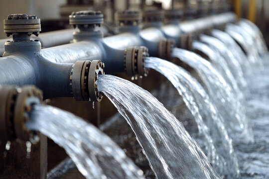 Pipes flow at oil and gas well in industrial setting Generative AI