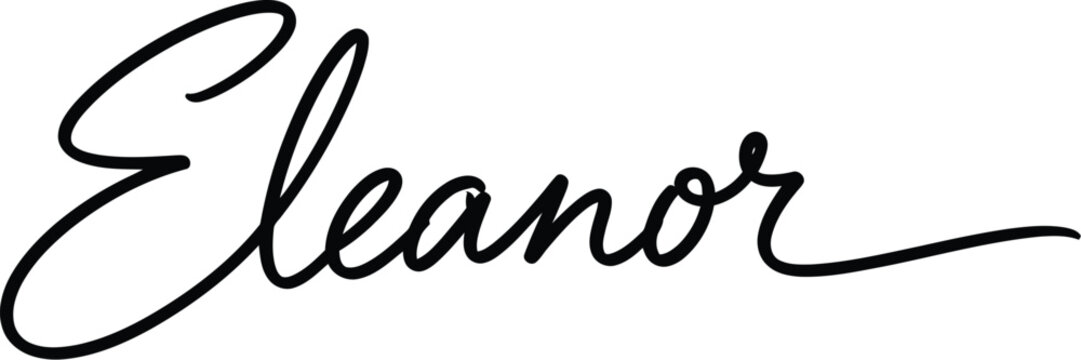 A elegant signature of the name Eleanor in black cursive font on a white background