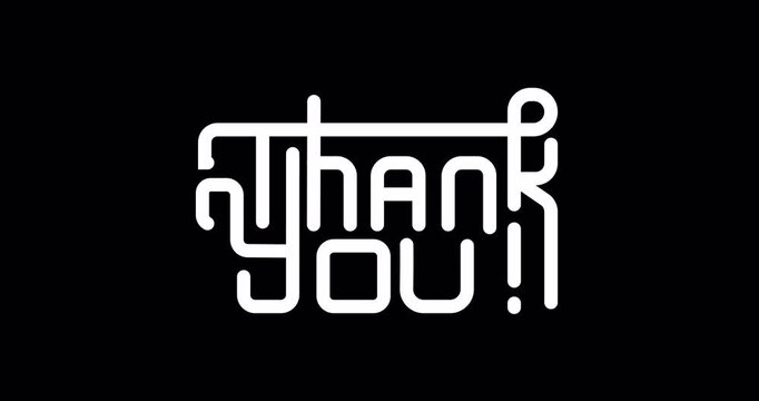 Thank you text animation with a red and yellow accent with alpha channel. Transparent background. Great for Celebrations, Wishes, Events, Messages, holidays, and festivals.