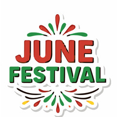 Fototapeta premium A colorful June Festival logo on transparent background