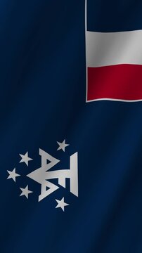 Vertical French Southern and Antarctic Lands Flag, Realistic 4K Background