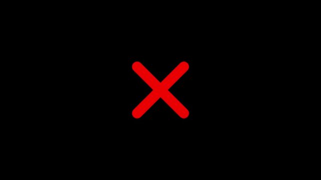 Animation of a hand-drawn red cross on a black background.