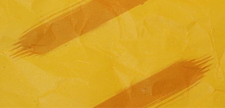 Abstract Yellow Grungy Painted Texture Background with Orange Artistic Brush Strokes on Crumpled Paper Surface for Creative Graphic Design Projects, Vintage Aesthetic Backdrop, and Motion Graphics