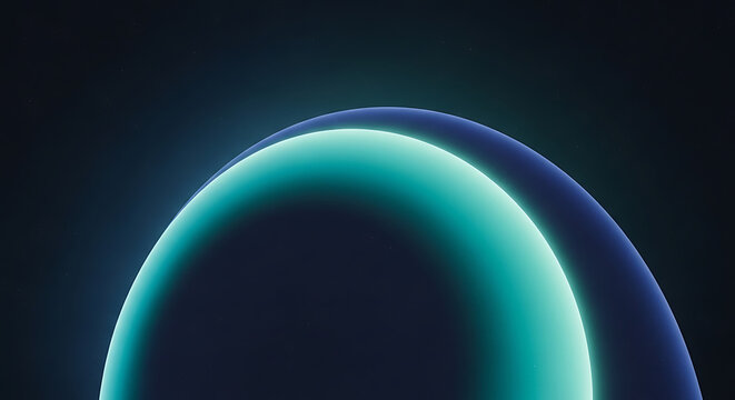 Abstract glowing neon arc on dark background, digital art representing modern technology and light