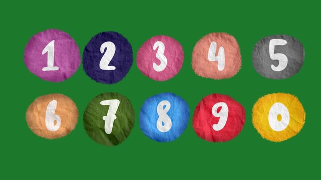 Hand Drawn Doodle Numbers 1 to 10 2D Animation Green Screen Asset | Counting Numbers Motion Overlay | Fun Hand-Drawn Counting Animation for Education Videos