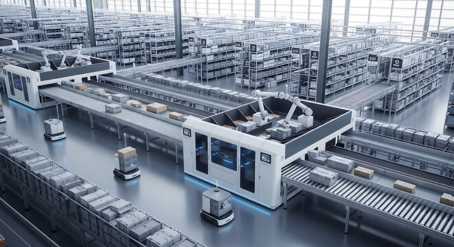 Intelligent automated warehouse systems efficiently optimizing modern industrial logistics operations