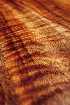 Close-up of Figured Hawaiian Koa Wood Grain in Warm Amber Tones