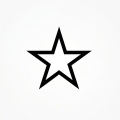Fototapeta premium Simple black outlined five-pointed star icon centered on a white background. This graphic represents success achievement or rating. Geometric shape for design elements.