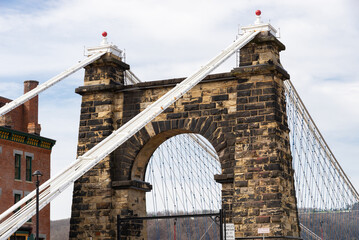 Fototapeta premium Historic Wheeling Suspension Bridge